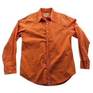 Polo Jean Company Men Shirt Large Orange Striped Long Sleeve Button-Up Casual